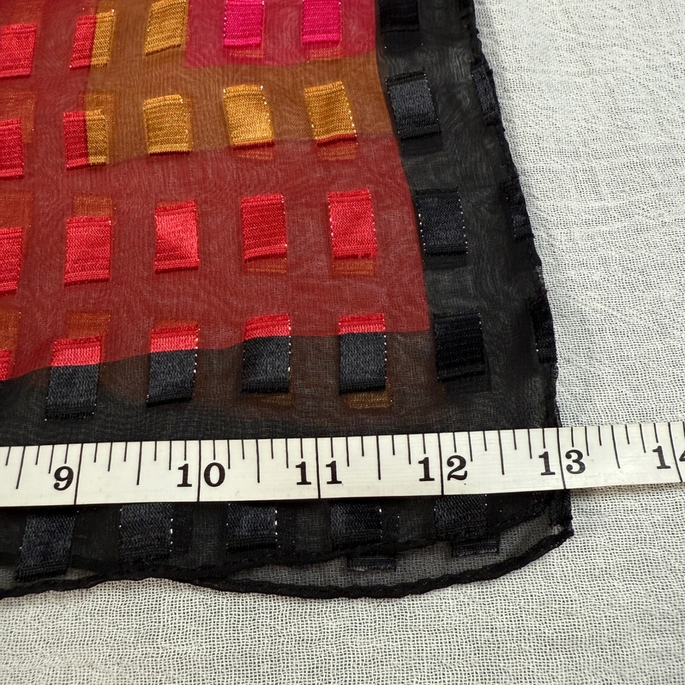 Sheer Geometric Scarf Red Gold Pink Black Sheer‎ Patterned Accessory - Picture 4 of 5